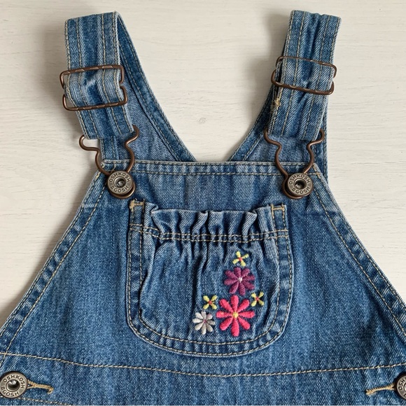 Oshkosh Denim Top Plaid Bottom Jumper Dress Sz 18 Months - Picture 3 of 11